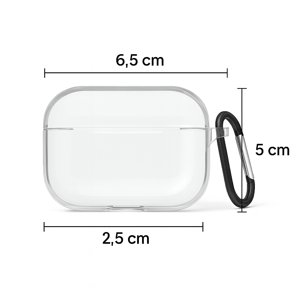 Valente Clear Case Compatible with Apple AirPods Pro 3 – Transparent Shockproof Protective Cover with Keychain
