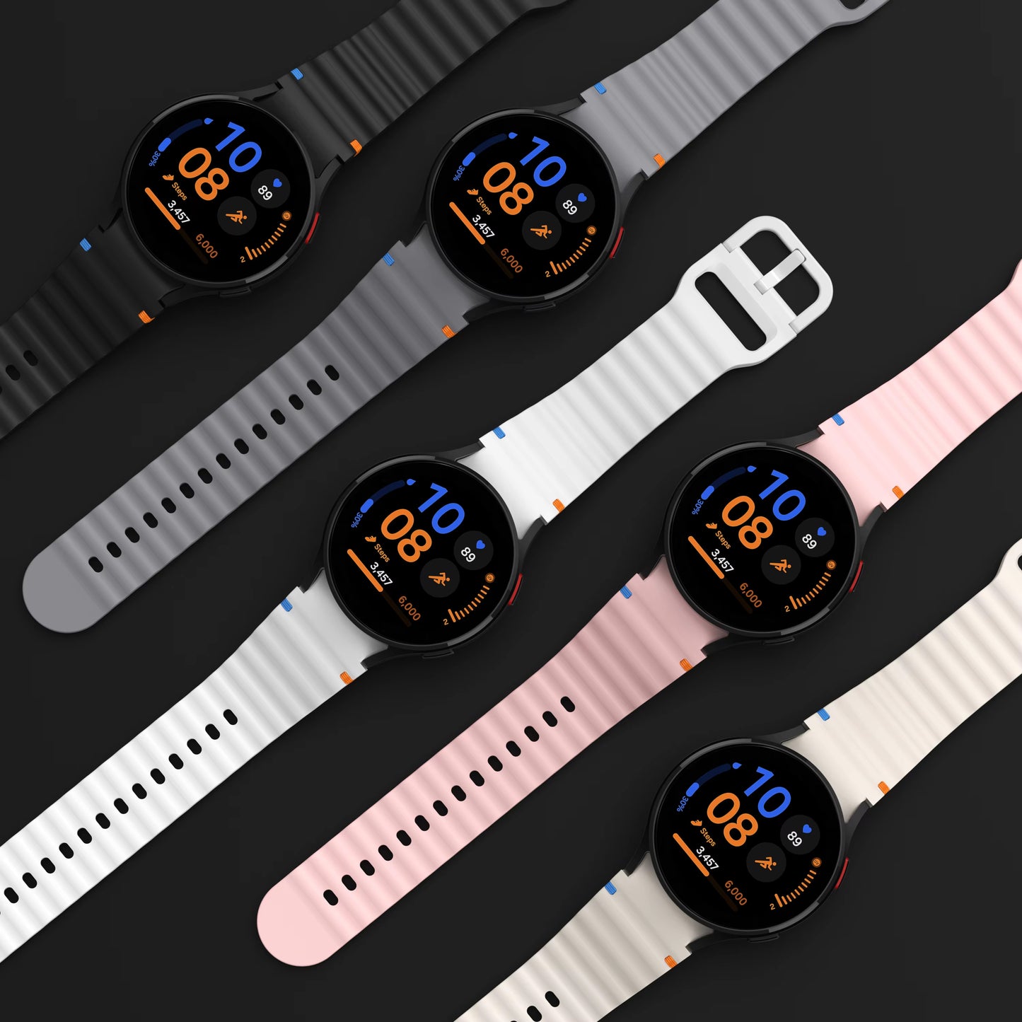 Valente Silicone 22mm Sport Strap Compatible with Noise Twist, Halo 2, Pulse 2 Pro, Macro, Fire-Boltt Phoenix Pro, Ninja Call Pro Max, Boult Trail Smart Watch (Pack of 2)