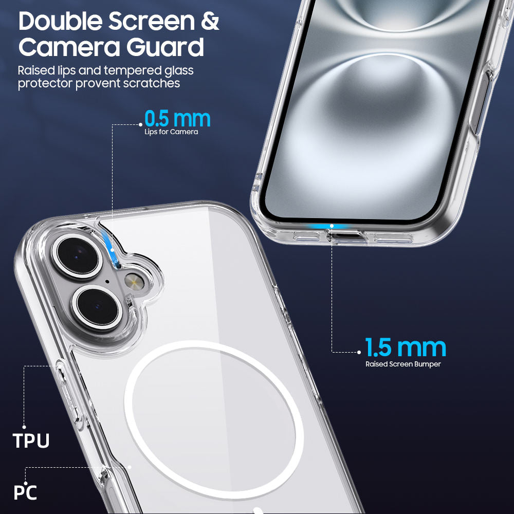 Valente Anti-Yellowing Clear Case Compatible with iPhone 16 – Slim & Shockproof TPU Cover