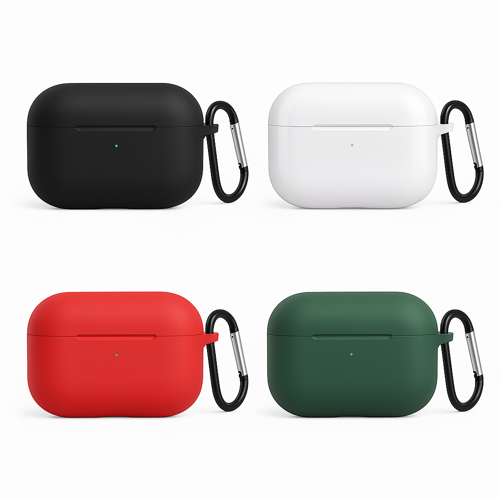 Valente Protective Silicone Case Compatible with AirPods Pro 3 – Shockproof Cover with Carabiner Clip & Full Protection