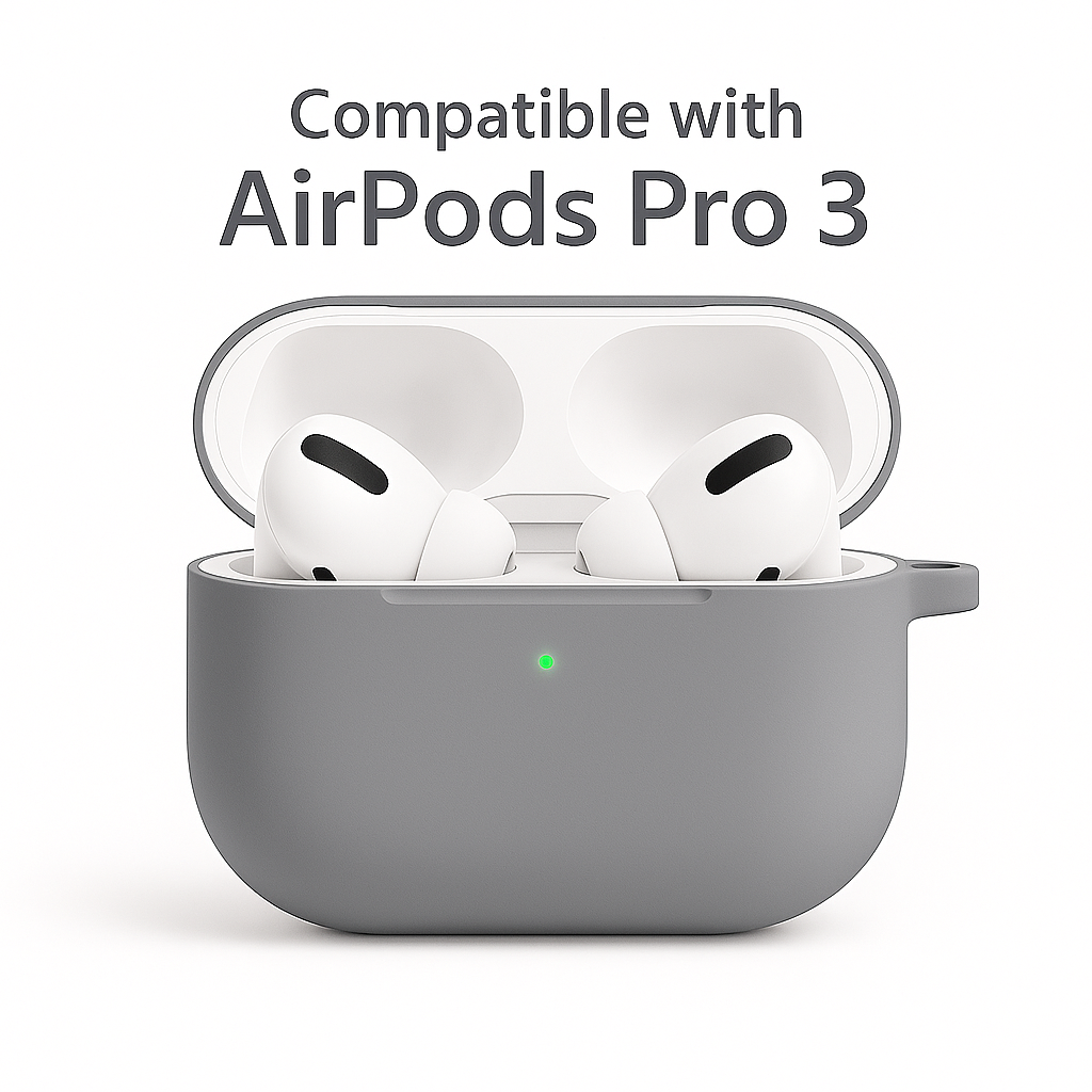 Valente Protective Silicone Case Compatible with AirPods Pro 3 – Shockproof Cover with Carabiner Clip & Full Protection
