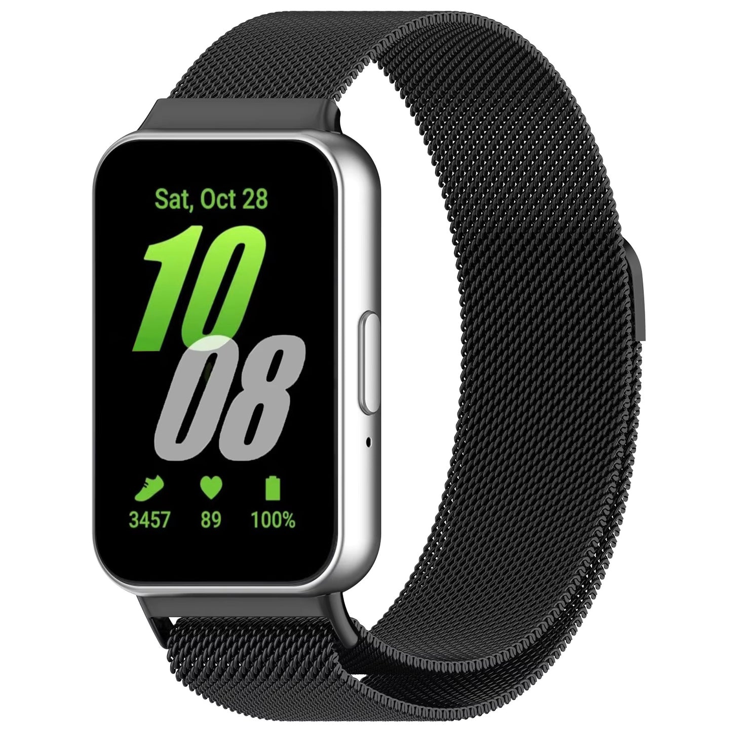 Valente Elegant Stainless Steel Mesh Watch Straps for Samsung Galaxy Fit 3 - Adjustable Magnetic Clasp