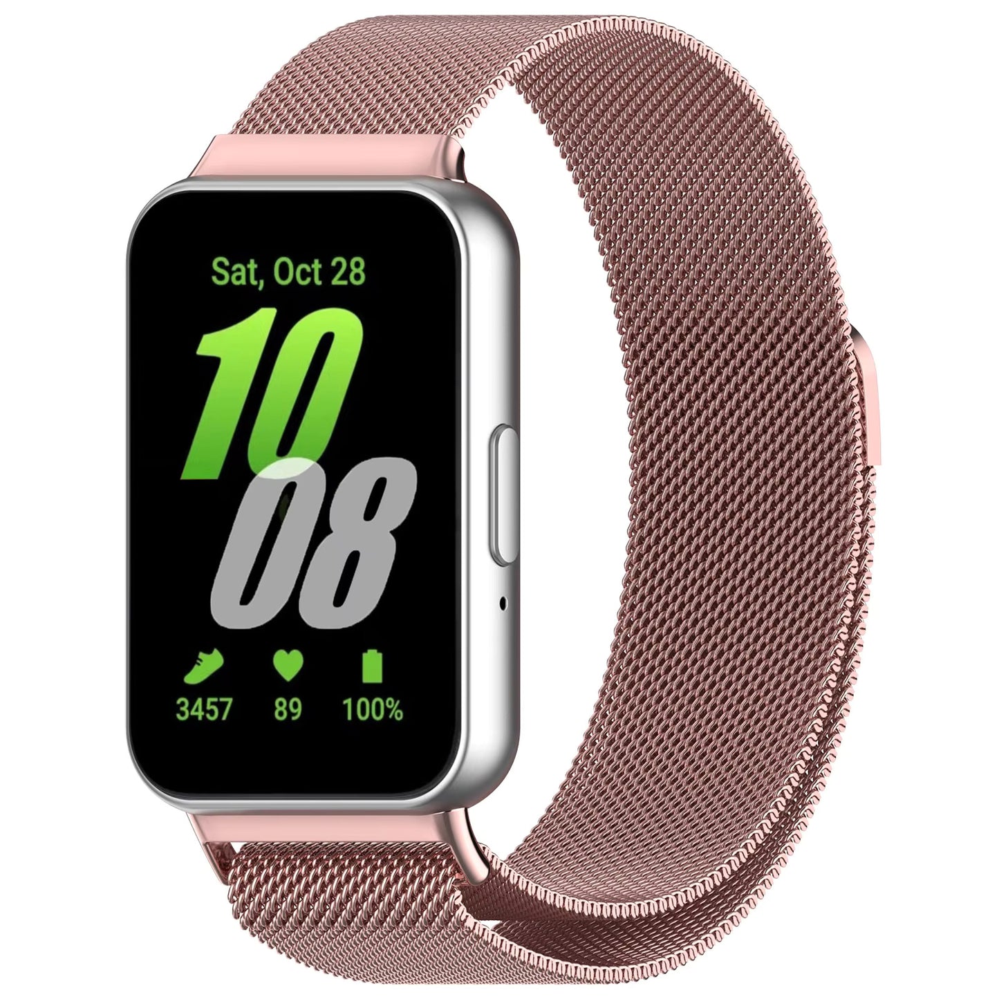 Valente Elegant Stainless Steel Mesh Watch Straps for Samsung Galaxy Fit 3 - Adjustable Magnetic Clasp