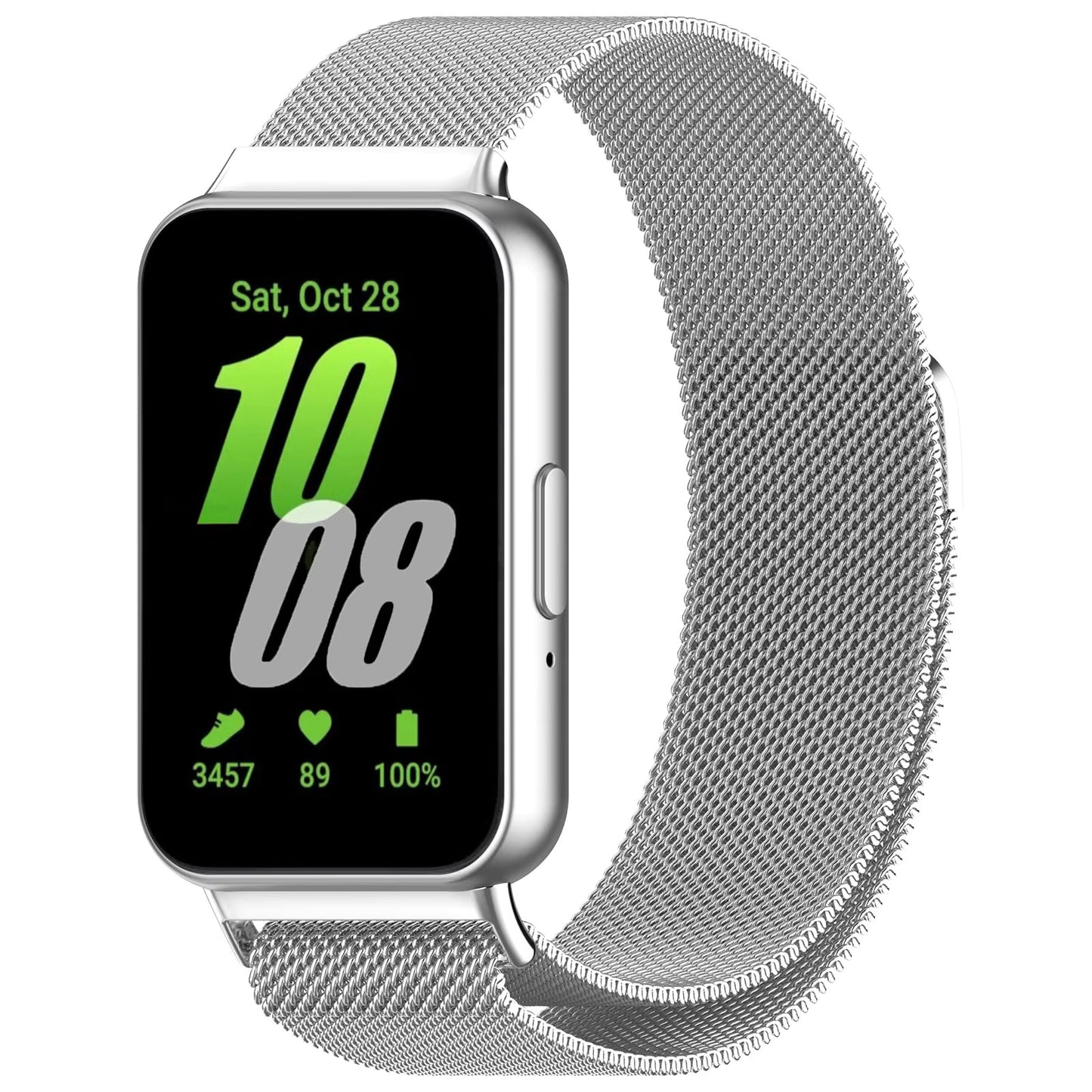 Valente Elegant Stainless Steel Mesh Watch Straps for Samsung Galaxy Fit 3 - Adjustable Magnetic Clasp