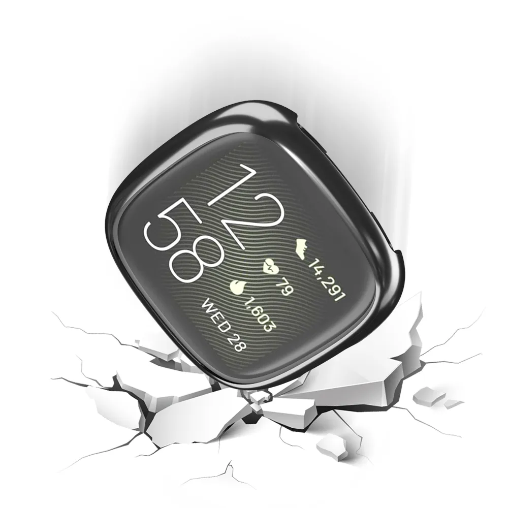 Valente Soft TPU Shockproof Screen & Body Protector Cases Compatible with Fitbit Versa 4/ Sense 2 Only