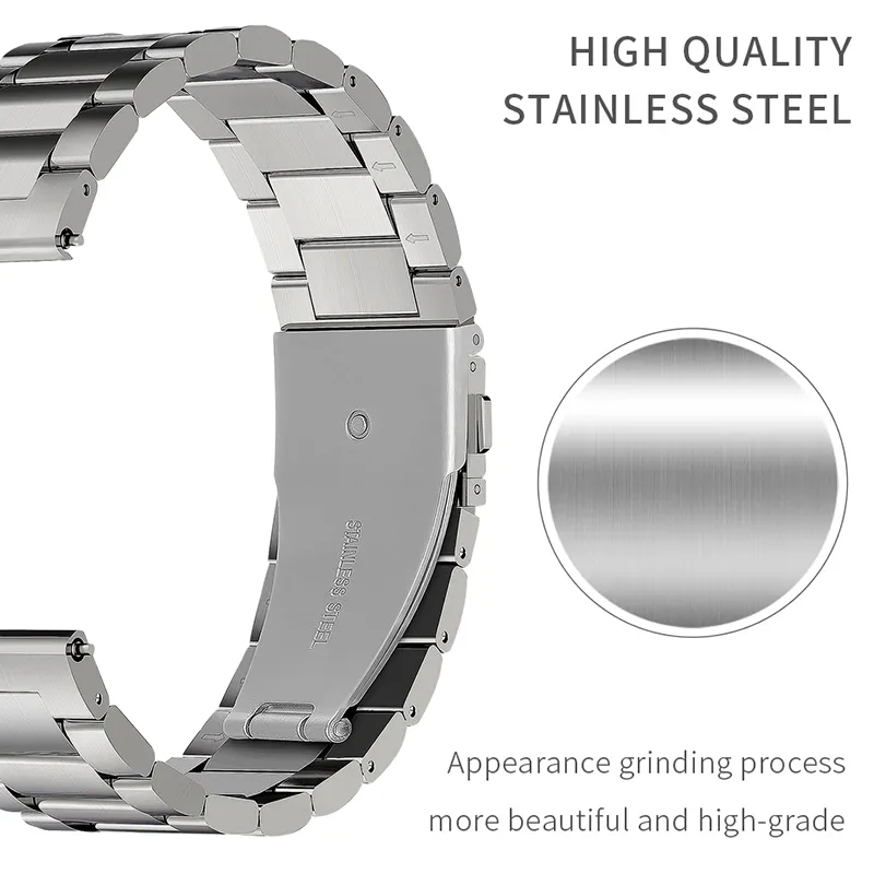 Valente 20mm Metal Watch Strap for Galaxy Watch Active 2 (40mm & 44mm),Active (40mm), Watch 3 (41mm),Boat Vertex,Amazfit Bip,GTR (42mm),GTS,Dizo Watch 2,firebolt infinity