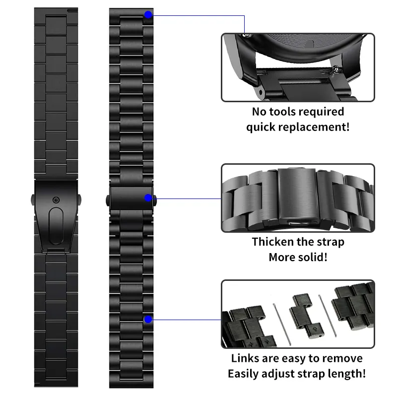 Valente 20mm Metal Watch Strap for Galaxy Watch Active 2 (40mm & 44mm),Active (40mm), Watch 3 (41mm),Boat Vertex,Amazfit Bip,GTR (42mm),GTS,Dizo Watch 2,firebolt infinity