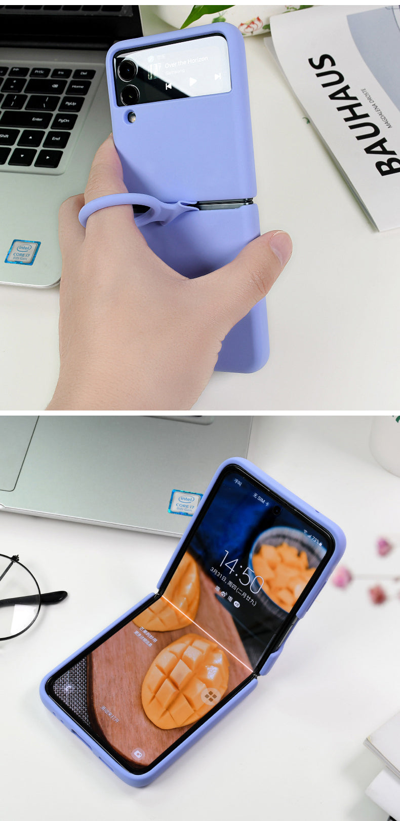 Valente Premium Silicone Case Cover with Ring For Galaxy Z Flip 4