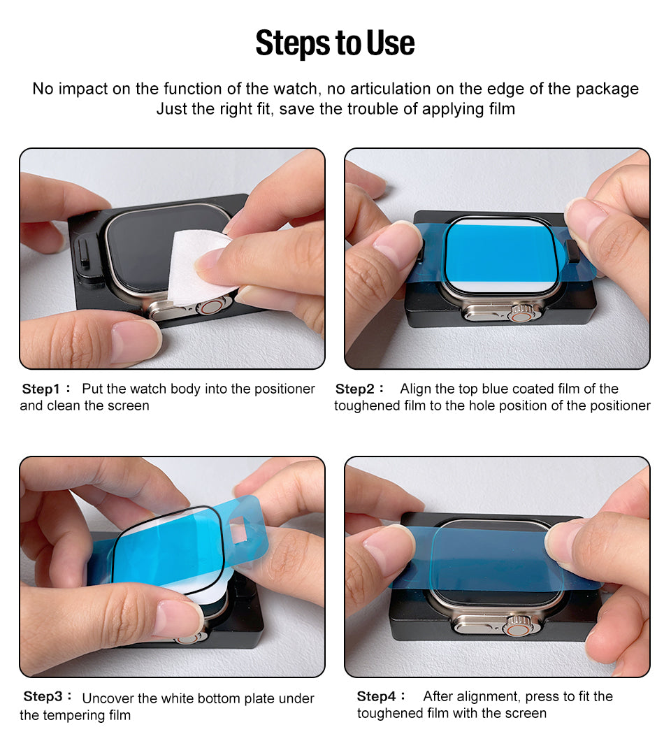 Valente Edge to Edge 9H Tempered glass With Installation Kit for Apple Watch Series 7,8(45mm) Only