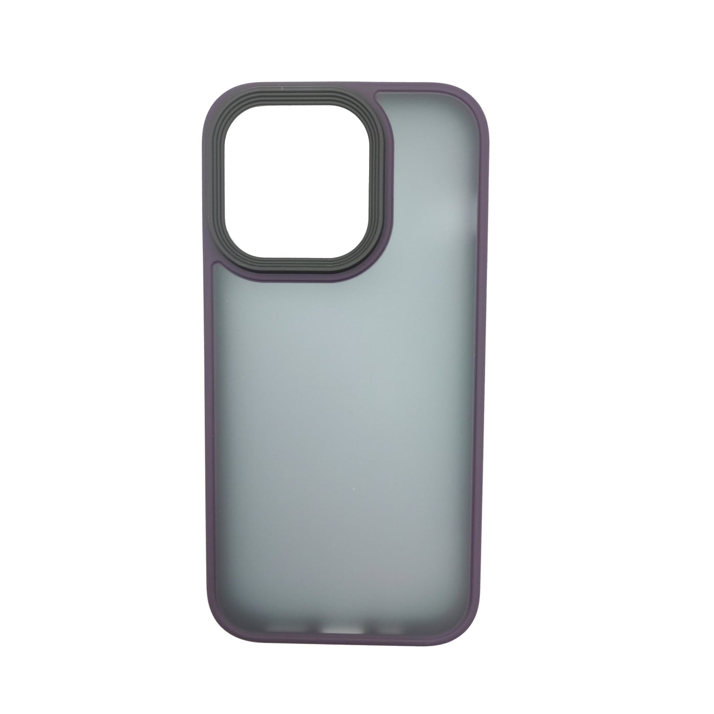 Sleek iPhone 14 Pro case cover in Deep Purple with raised edges for camera protection, available for ₹499.