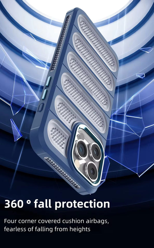 Valente iPhone 15 rugged case navy blue anti-slip textured side grip