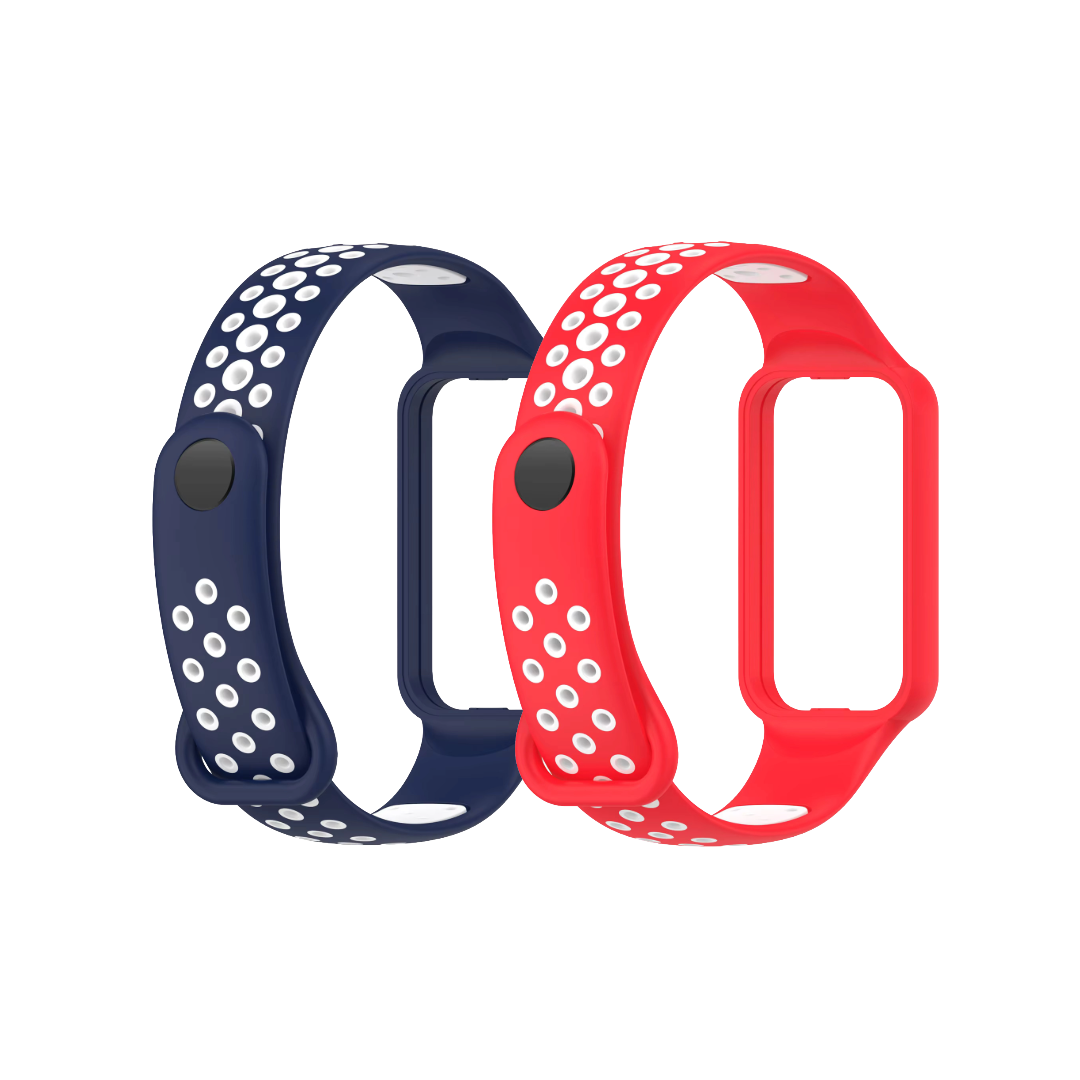 Valente Sport Strap Compatible with Amazfit Band 7 – Soft Silicone Replacement Band with Breathable & Adjustable Design ( Pack of 2 )