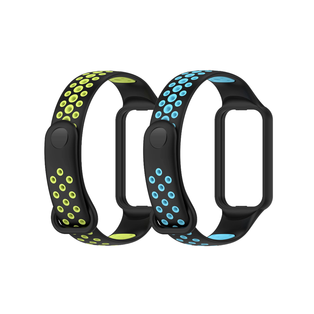 Valente Sport Strap Compatible with Amazfit Band 7 – Soft Silicone Replacement Band with Breathable & Adjustable Design ( Pack of 2 )