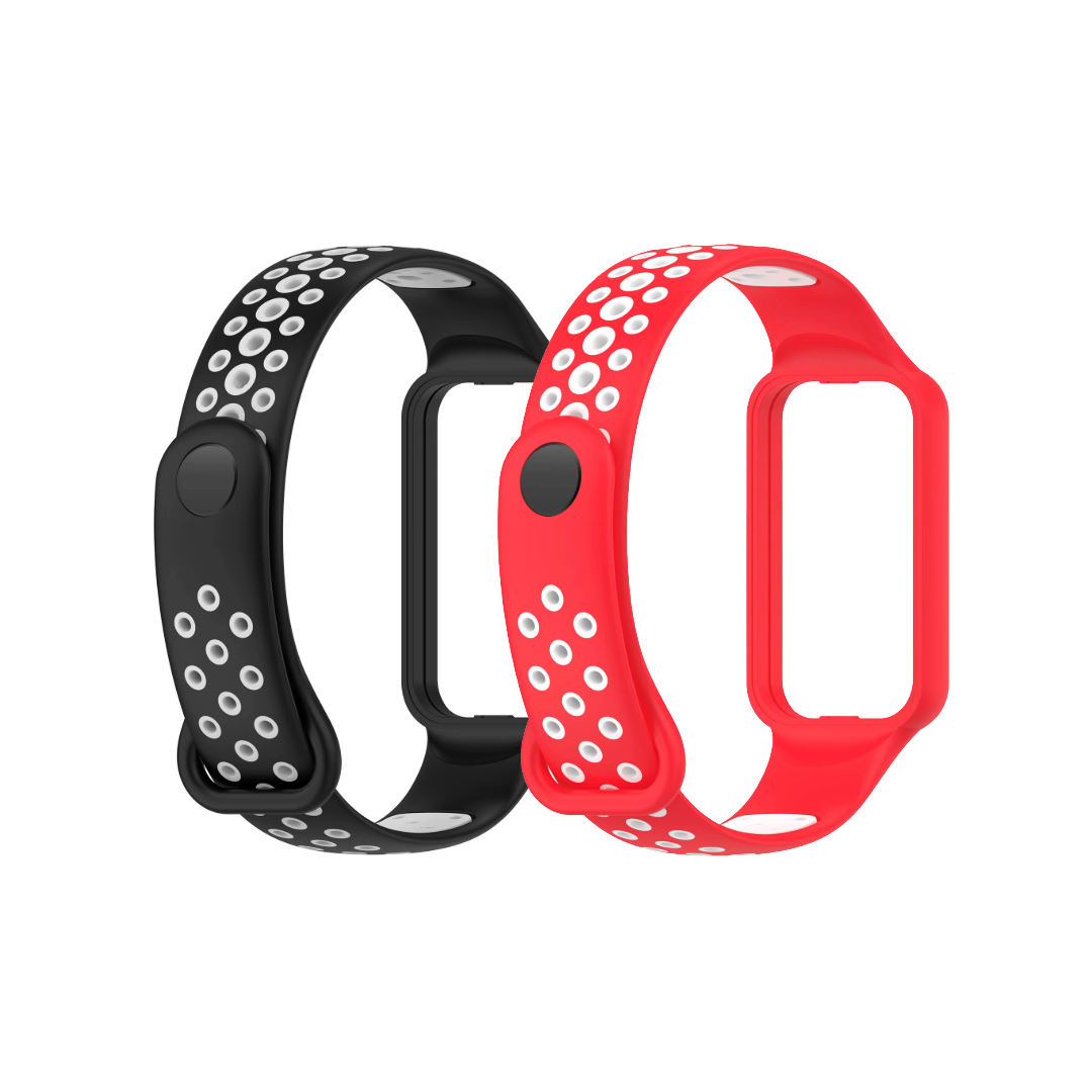 Valente Sport Strap Compatible with Amazfit Band 7 – Soft Silicone Replacement Band with Breathable & Adjustable Design ( Pack of 2 )