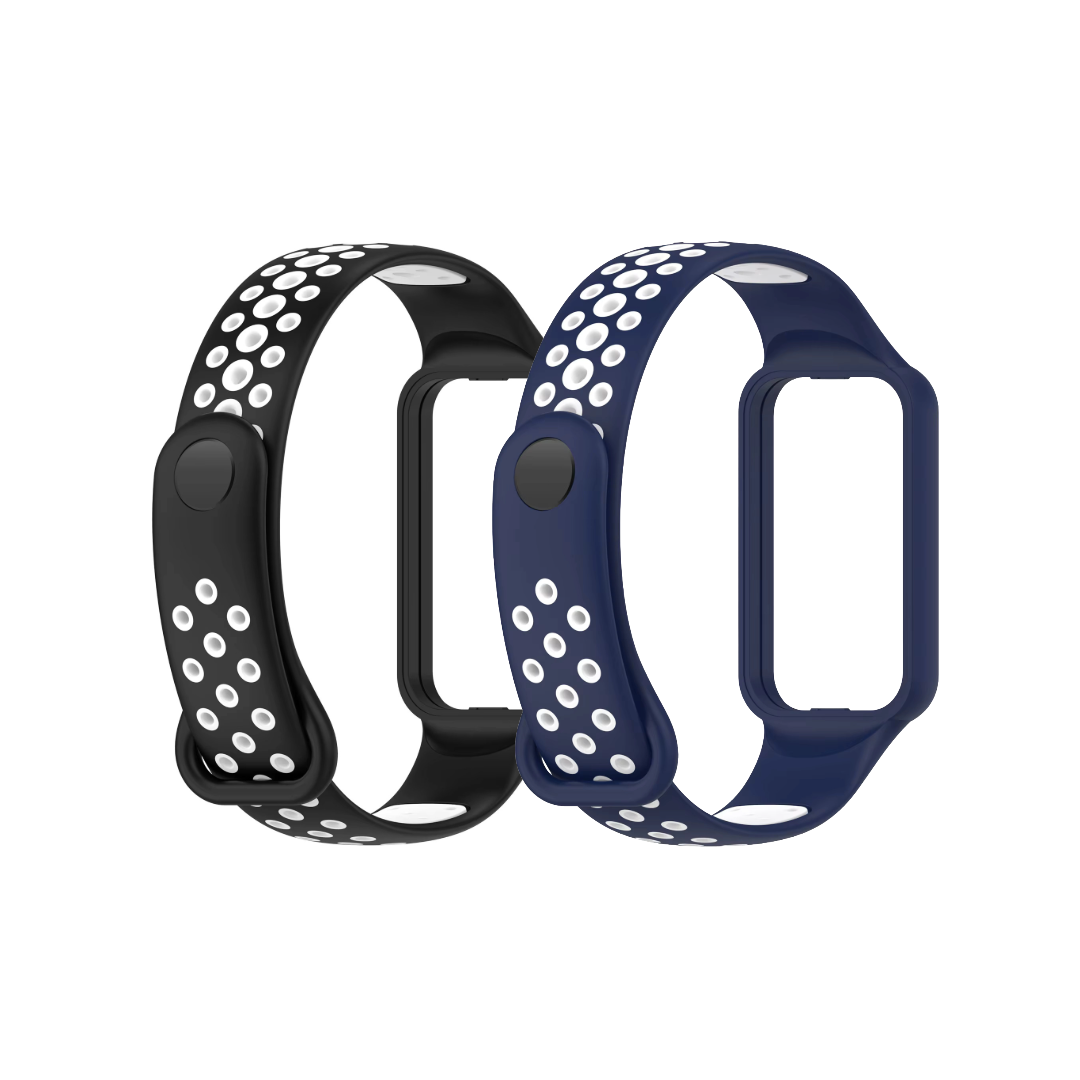 Valente Sport Strap Compatible with Amazfit Band 7 – Soft Silicone Replacement Band with Breathable & Adjustable Design ( Pack of 2 )