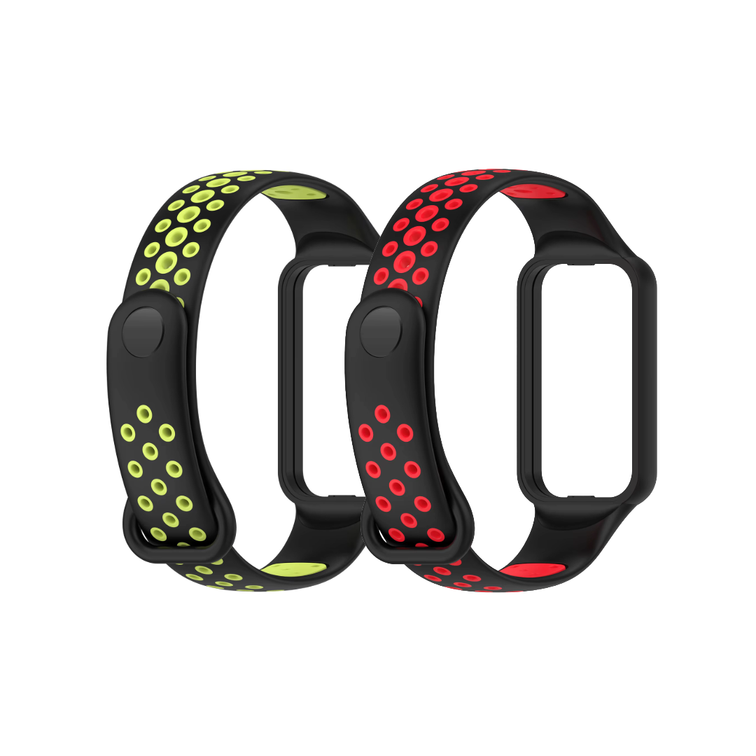 Valente Sport Strap Compatible with Amazfit Band 7 – Soft Silicone Replacement Band with Breathable & Adjustable Design ( Pack of 2 )