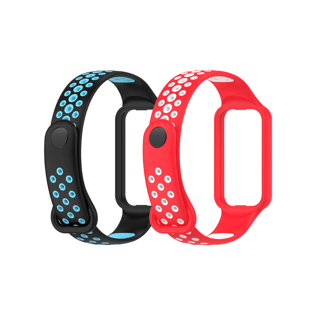 Valente Sport Strap Compatible with Amazfit Band 7 – Soft Silicone Replacement Band with Breathable & Adjustable Design ( Pack of 2 )