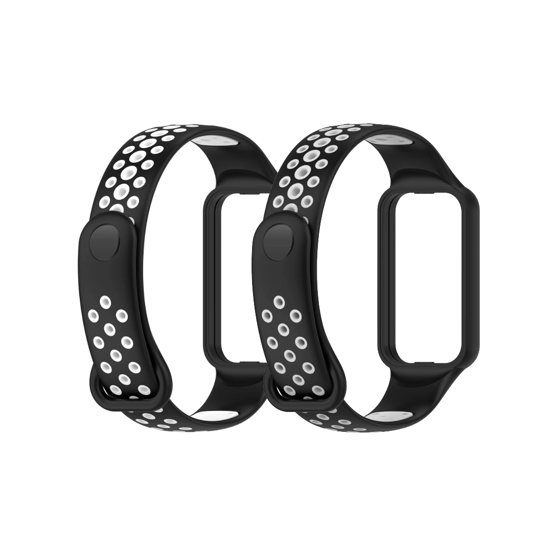 Valente Sport Strap Compatible with Amazfit Band 7 – Soft Silicone Replacement Band with Breathable & Adjustable Design ( Pack of 2 )