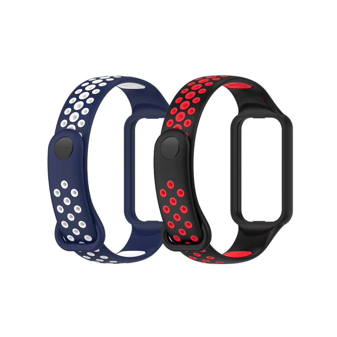 Valente Sport Strap Compatible with Amazfit Band 7 – Soft Silicone Replacement Band with Breathable & Adjustable Design ( Pack of 2 )