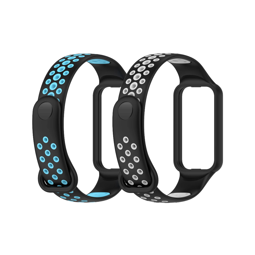 Valente Sport Strap Compatible with Amazfit Band 7 – Soft Silicone Replacement Band with Breathable & Adjustable Design ( Pack of 2 )