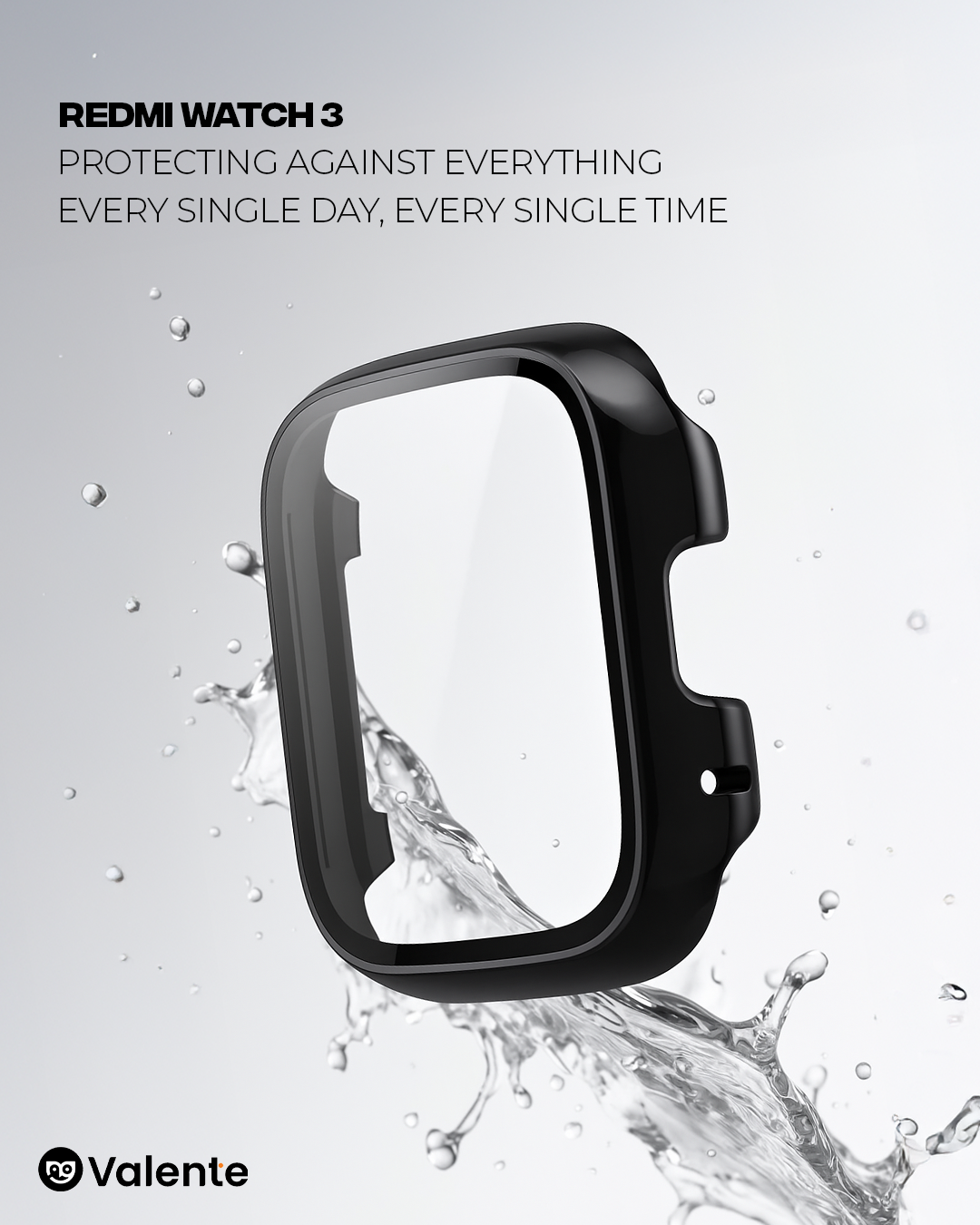 Valente Protective Case Cover Compatible with Redmi Watch 3 Active – All-Around TPU Bumper with Built-in Screen Protector