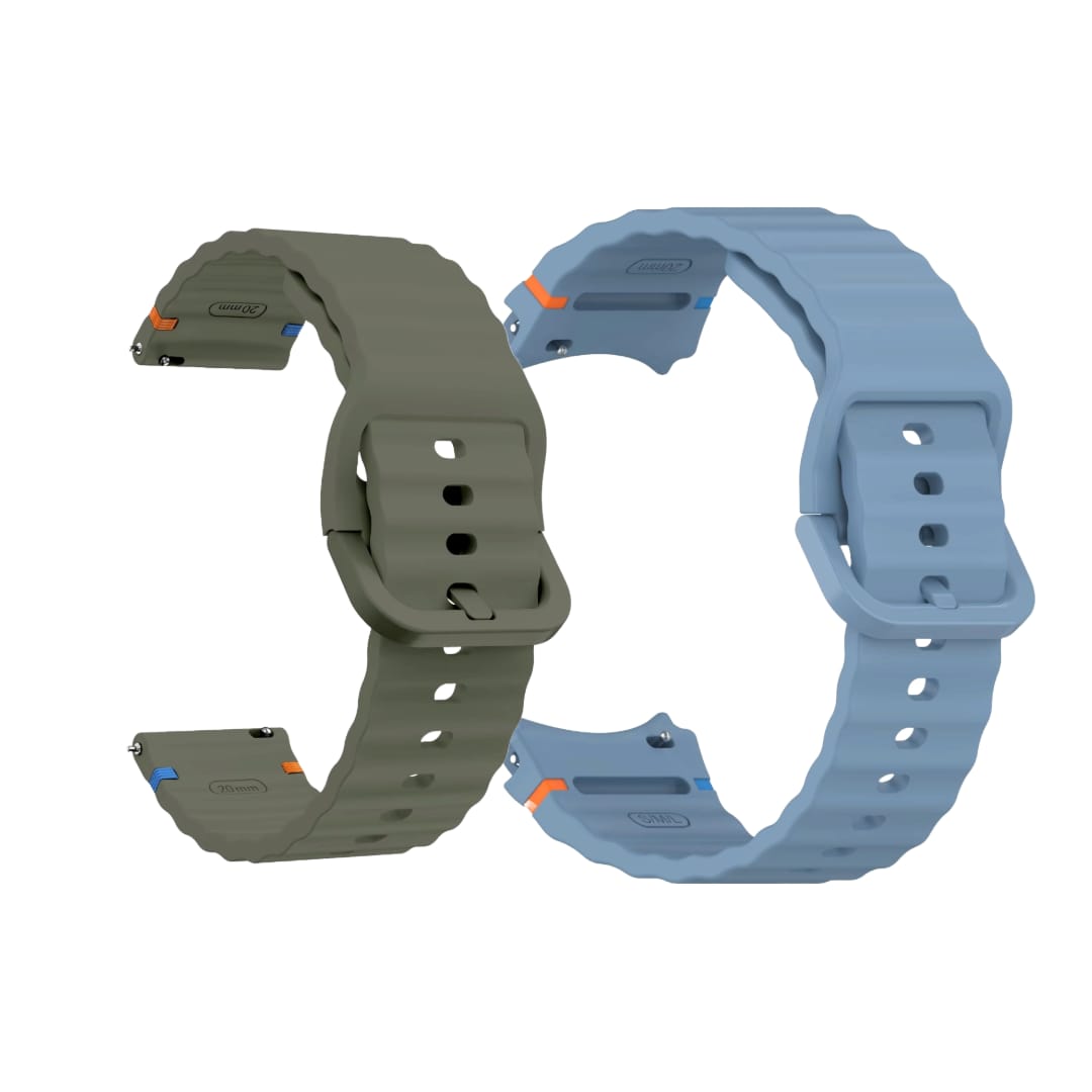 Valente Silicone 22mm Sport Strap Compatible with Noise Twist, Halo 2, Pulse 2 Pro, Macro, Fire-Boltt Phoenix Pro, Ninja Call Pro Max, Boult Trail Smart Watch (Pack of 2)