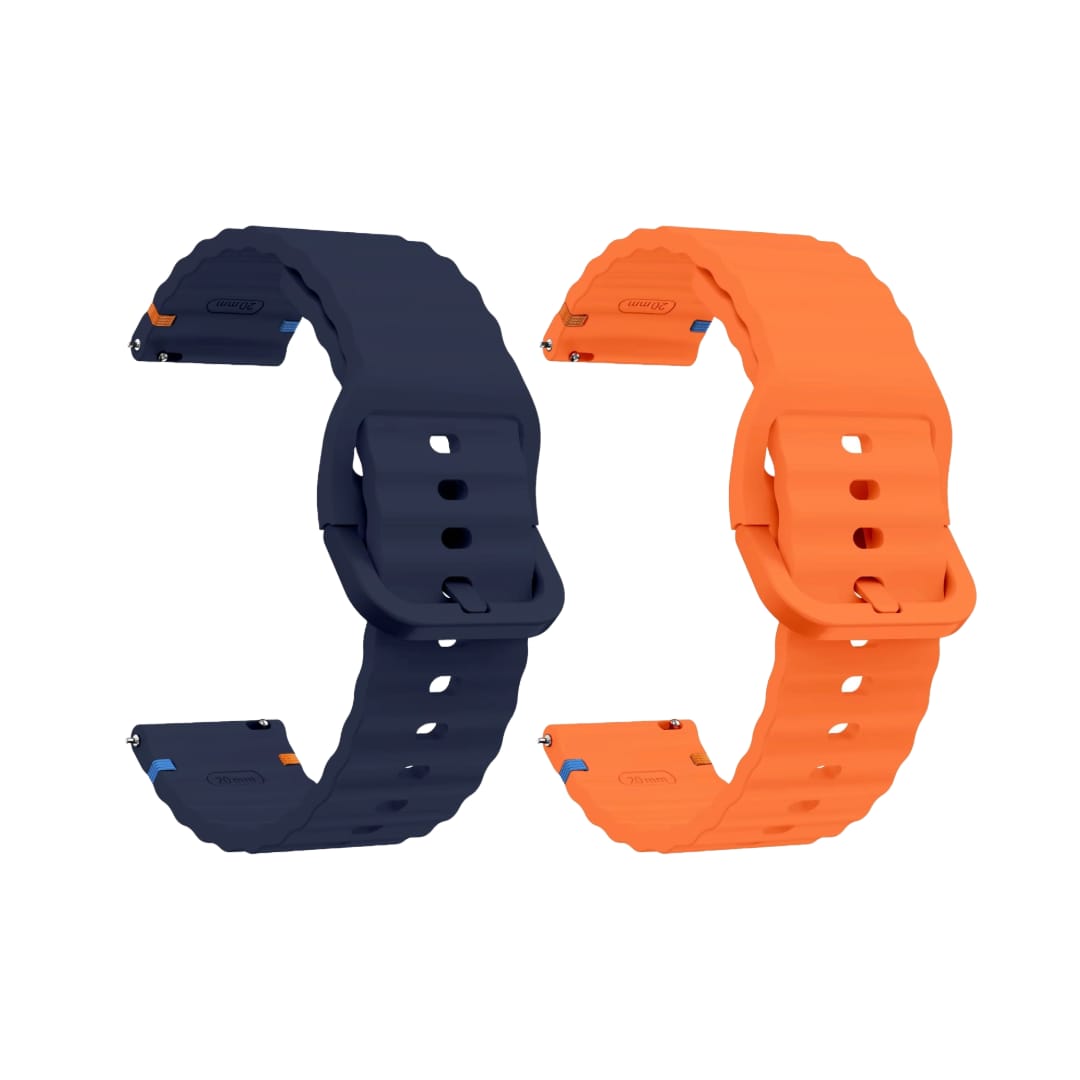 Valente Silicone 22mm Sport Strap Compatible with Noise Twist, Halo 2, Pulse 2 Pro, Macro, Fire-Boltt Phoenix Pro, Ninja Call Pro Max, Boult Trail Smart Watch (Pack of 2)