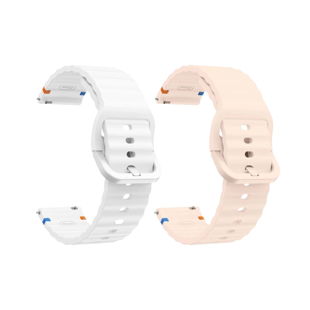 Valente Silicone 22mm Sport Strap Compatible with Noise Twist, Halo 2, Pulse 2 Pro, Macro, Fire-Boltt Phoenix Pro, Ninja Call Pro Max, Boult Trail Smart Watch (Pack of 2)