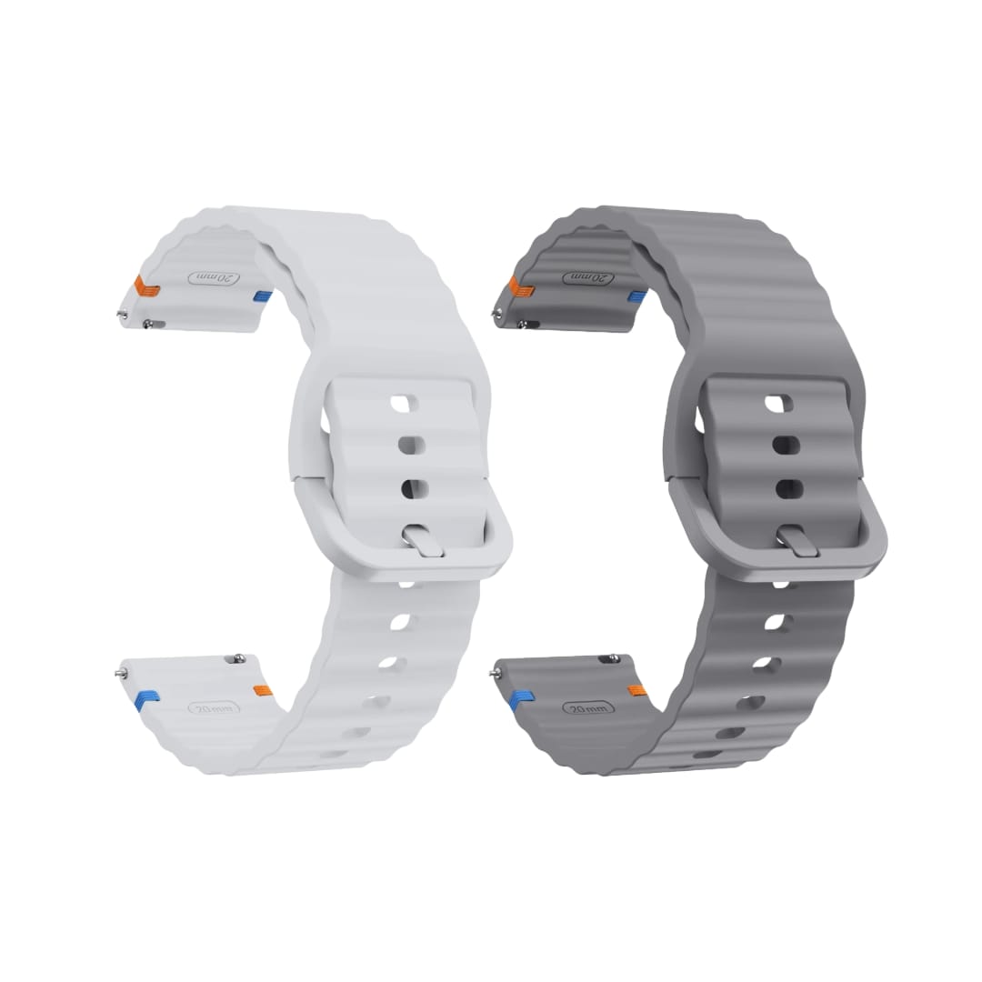 Valente Silicone 22mm Sport Strap Compatible with Noise Twist, Halo 2, Pulse 2 Pro, Macro, Fire-Boltt Phoenix Pro, Ninja Call Pro Max, Boult Trail Smart Watch (Pack of 2)