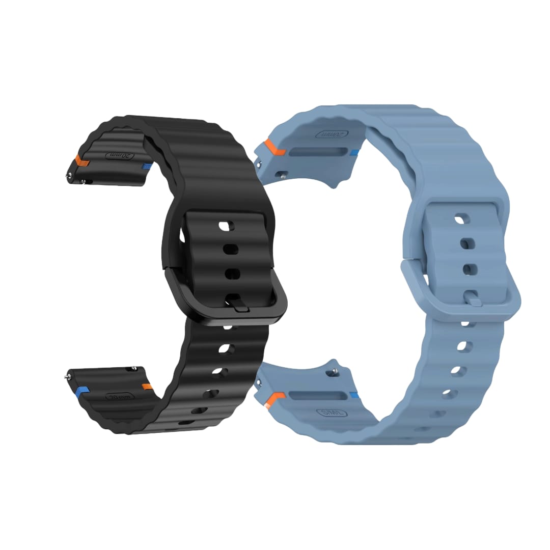 Valente Silicone 22mm Sport Strap Compatible with Noise Twist, Halo 2, Pulse 2 Pro, Macro, Fire-Boltt Phoenix Pro, Ninja Call Pro Max, Boult Trail Smart Watch (Pack of 2)