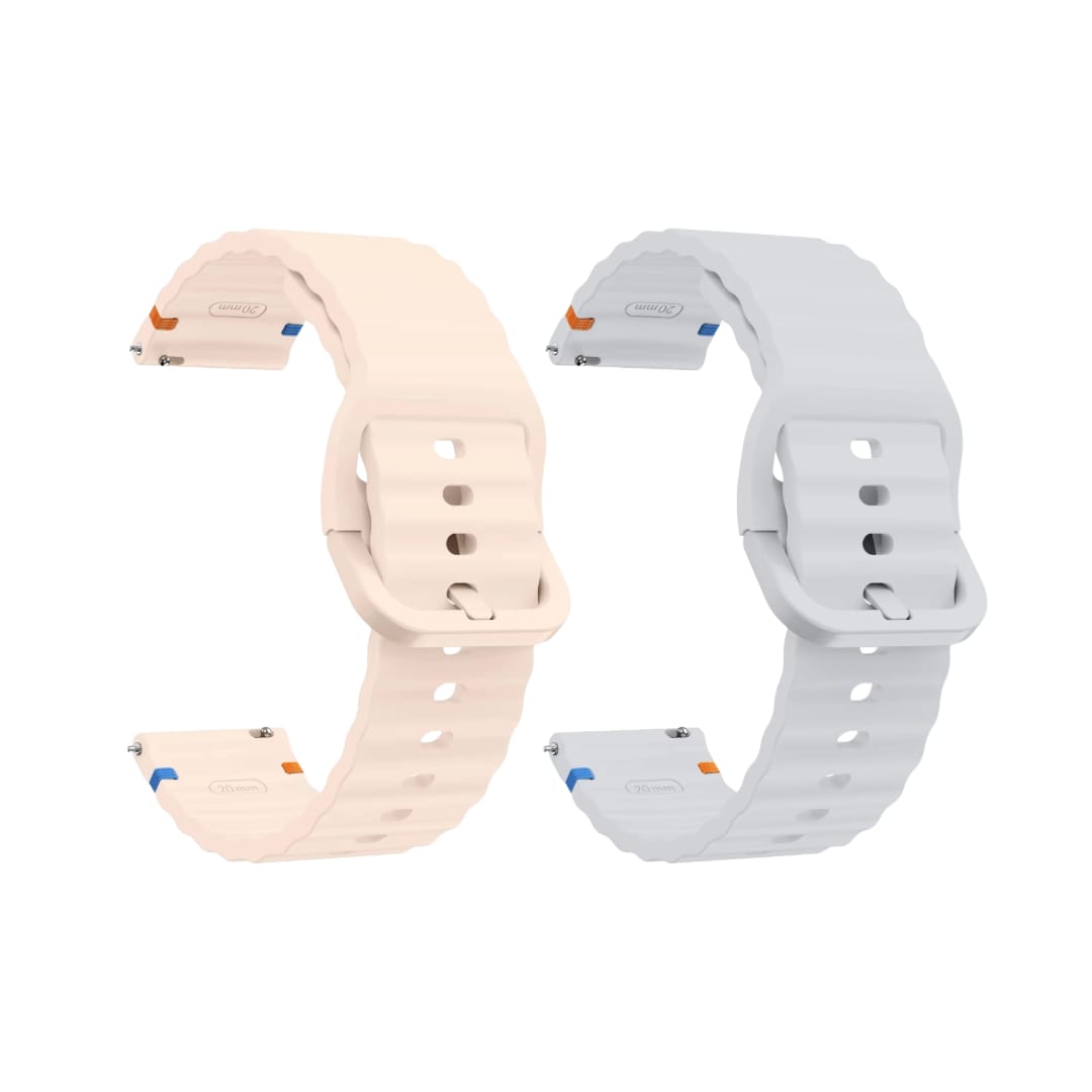 Valente Silicone 22mm Sport Strap Compatible with Noise Twist, Halo 2, Pulse 2 Pro, Macro, Fire-Boltt Phoenix Pro, Ninja Call Pro Max, Boult Trail Smart Watch (Pack of 2)