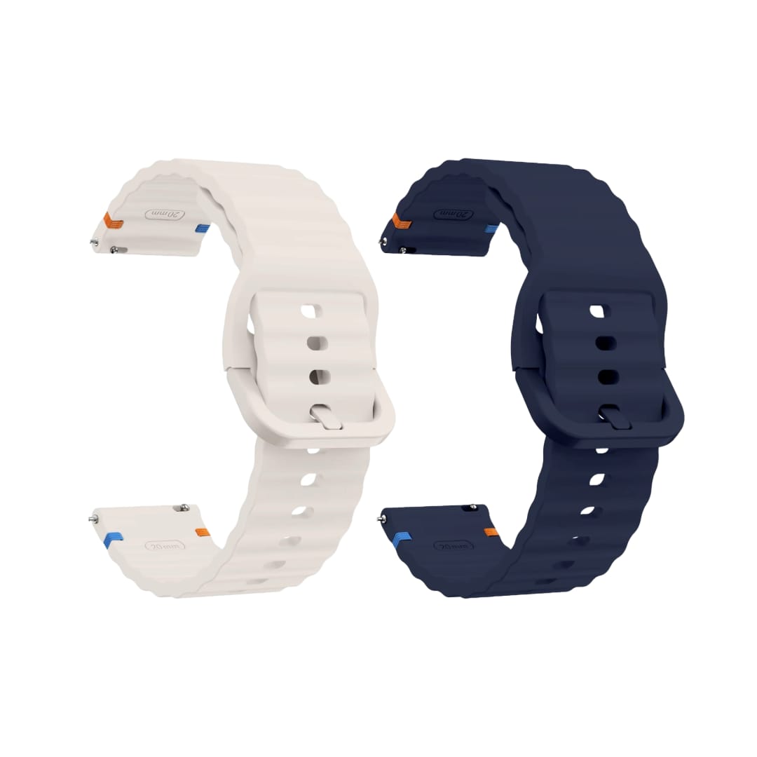 Valente Silicone 22mm Sport Strap Compatible with Noise Twist, Halo 2, Pulse 2 Pro, Macro, Fire-Boltt Phoenix Pro, Ninja Call Pro Max, Boult Trail Smart Watch (Pack of 2)