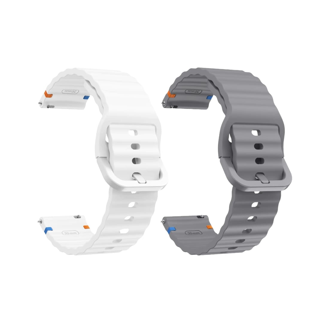 Valente Silicone 22mm Sport Strap Compatible with Noise Twist, Halo 2, Pulse 2 Pro, Macro, Fire-Boltt Phoenix Pro, Ninja Call Pro Max, Boult Trail Smart Watch (Pack of 2)