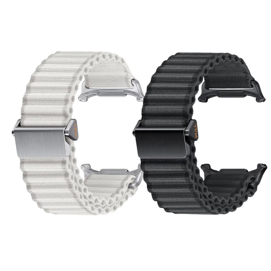 Valente Galaxy Watch Ultra trail strap pack of 2 white and black pair hook-loop