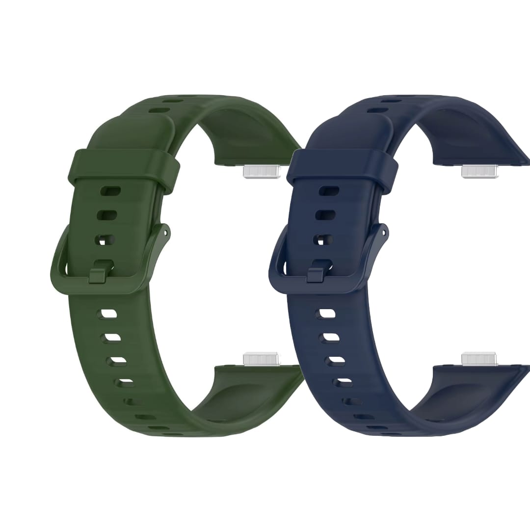 Valente Silicone Watch Strap Compatible with Huawei Watch Fit 3 / 3 Pro / 4 / 4 Pro – Soft & Secure Replacement Band (Pack of 2)
