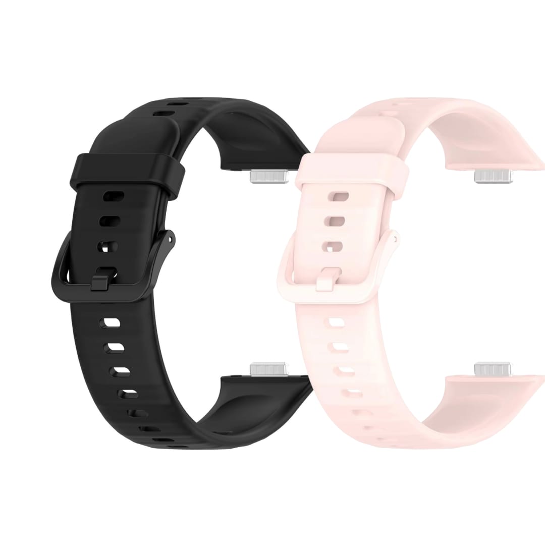 Valente Silicone Watch Strap Compatible with Huawei Watch Fit 3 / 3 Pro / 4 / 4 Pro – Soft & Secure Replacement Band (Pack of 2)