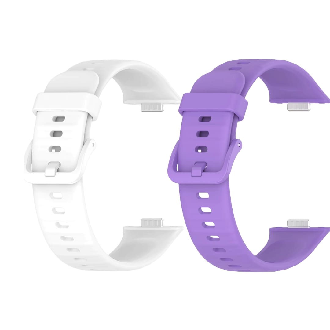 Valente Silicone Watch Strap Compatible with Huawei Watch Fit 3 / 3 Pro / 4 / 4 Pro – Soft & Secure Replacement Band (Pack of 2)