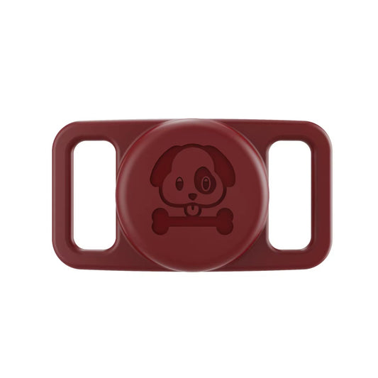Valente AirTag collar holder maroon on dog collar secure tight fit view
