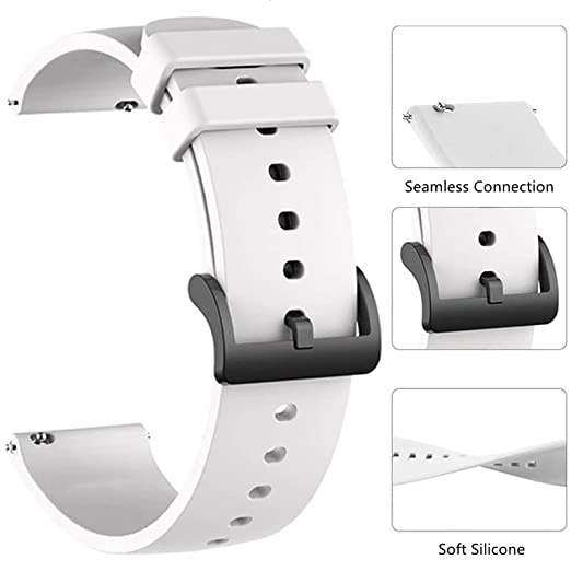 Valente Premium Buckle Silicone 20mm Watch Strap Compatible with Galaxy Watch Active 2 (40mm & 44mm),Active (40mm), Watch 3 (41mm),Boat Vertex,Amazfit Bip,GTR (42mm),GTS,Dizo Watch 2