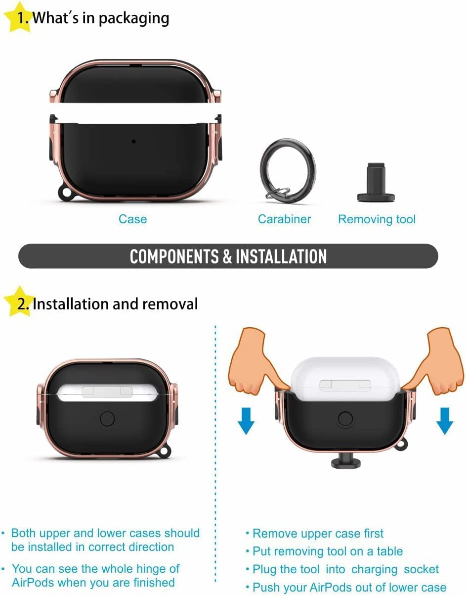Valente Hard Protective Eggshell Case Cover With Locking Mechanism Compatible For Airpods pro 1st Generation & 2nd Generation ONLY.