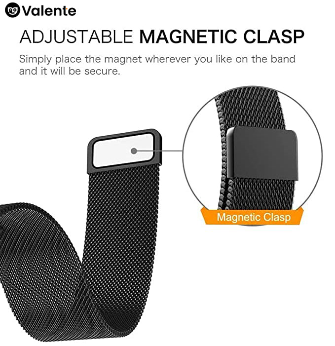 Valente Stainless Chain Mesh Watch Strap Compatible with Fitbit Versa 3 & Versa Sense only