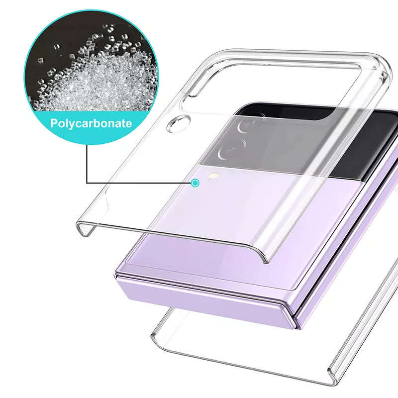 Valente Hard Polycarbonate Anti-Yellowing Transparent Back Cover for Samsung Galaxy Z Flip 3