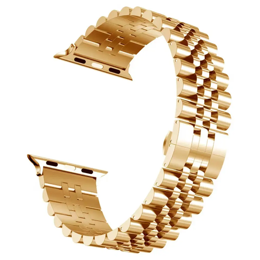 Valente Apple Watch Rado style strap rose gold stainless steel bracelet 44mm