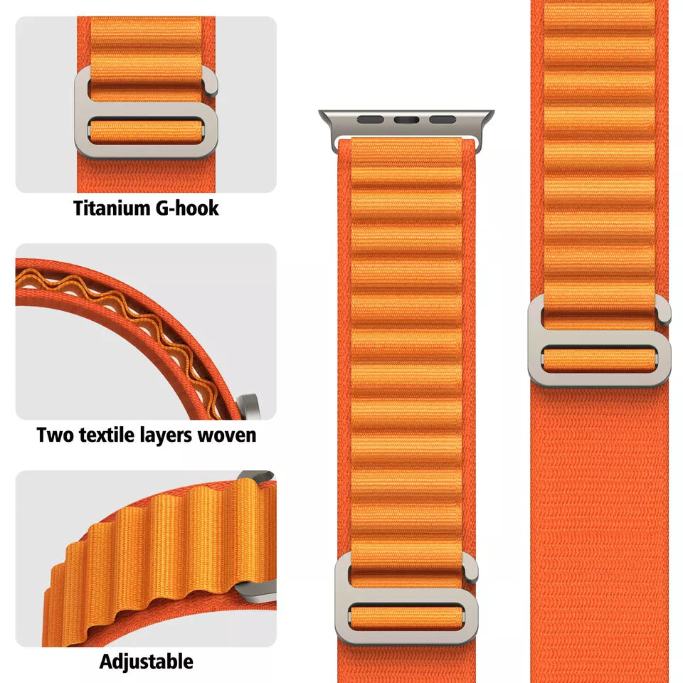 Valente Nylon Alpine Loop 42/44/45/49mm Strap Compatible with Apple Watch Series 8,7,6,5,SE,Ultra