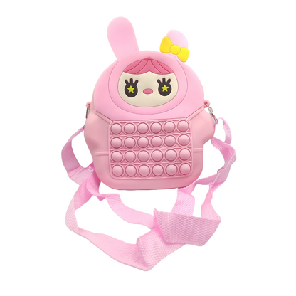 Valente Universal Cute Cartoon Silicone Zipper Purse Pouch/Side Shoulder Bag for Kids & Girls (25cm*21cm).