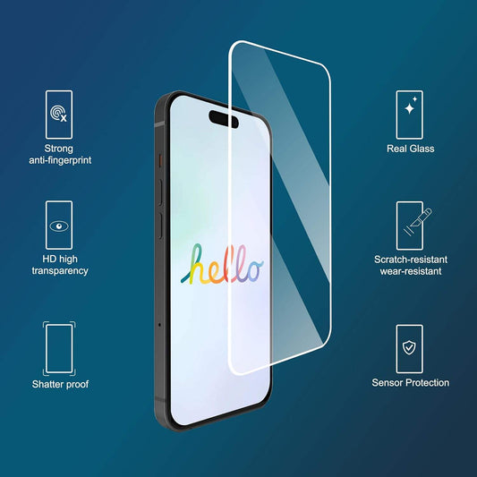 Valente Tempered Glass – For Apple iPhone 15 – 9H, Anti-Fingerprint, Scratch-Resistant