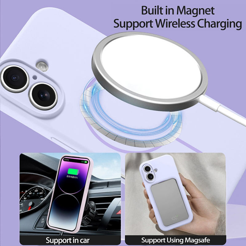 Valente Silicone Magnetic Back Case Compatible with iPhone 16 – Soft Touch Shockproof Protective Cover