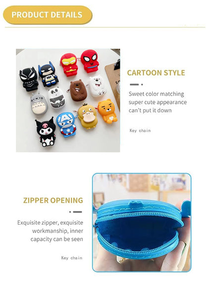 Valente Universal Cute Cartoon Silicone Zipper Coin Purse Pouch For Kids & Girls.