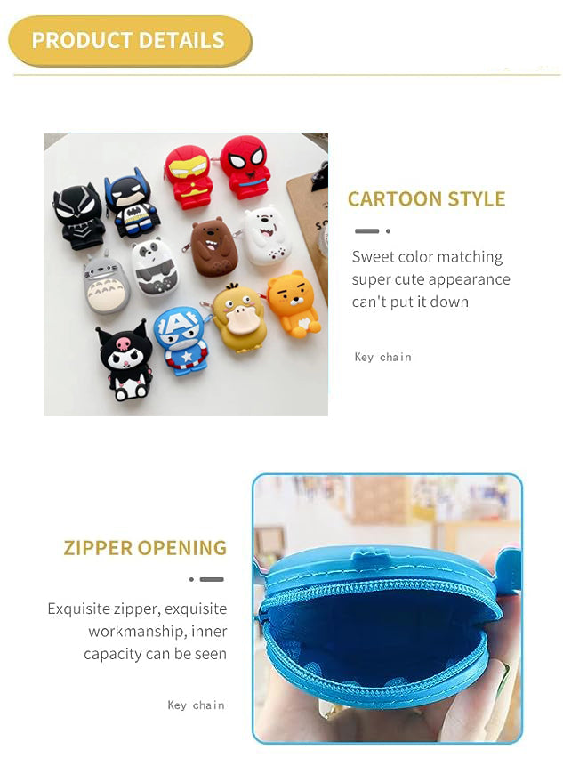 Valente Silicone Zipper Coin Purse, Panda and Polar Bear (Pack of 2 )