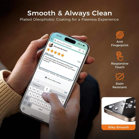Valente iPhone 17 Pro 9H glass anti-fingerprint action button camera control view